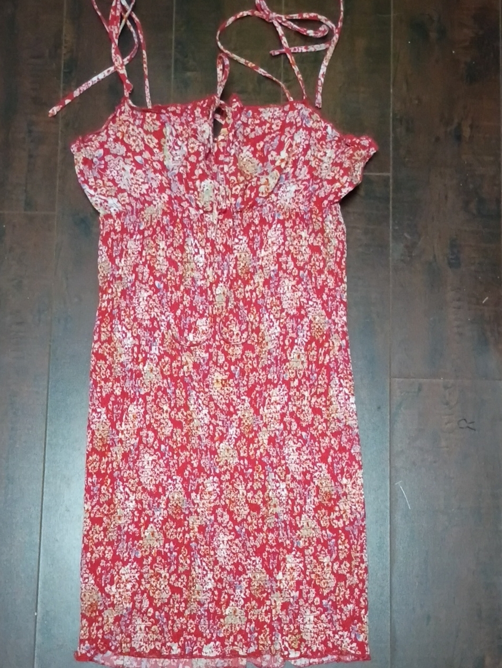 Skylar + Madison Red Floral Tie-Strap Summer Dress